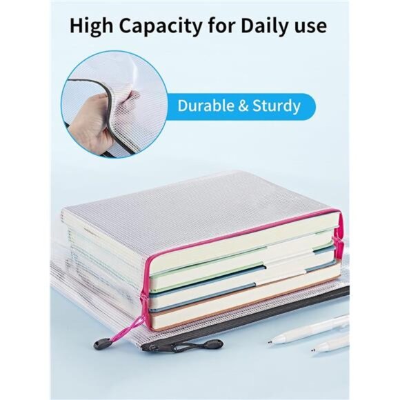 18 Pack 8 Sizes Mesh Pouch,9 Colors,Waterproof Zipper Bags Document Multipurpose - Picture 5 of 7